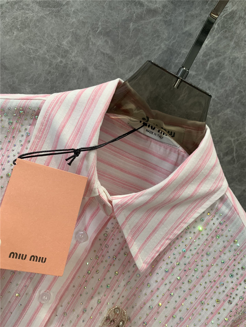 M1um1u letter striped long-sleeved shirt replica d&g clothing