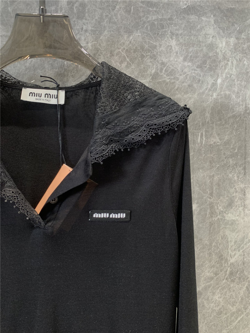 M1um1u lace hooded long-sleeved t-shirt replica clothes