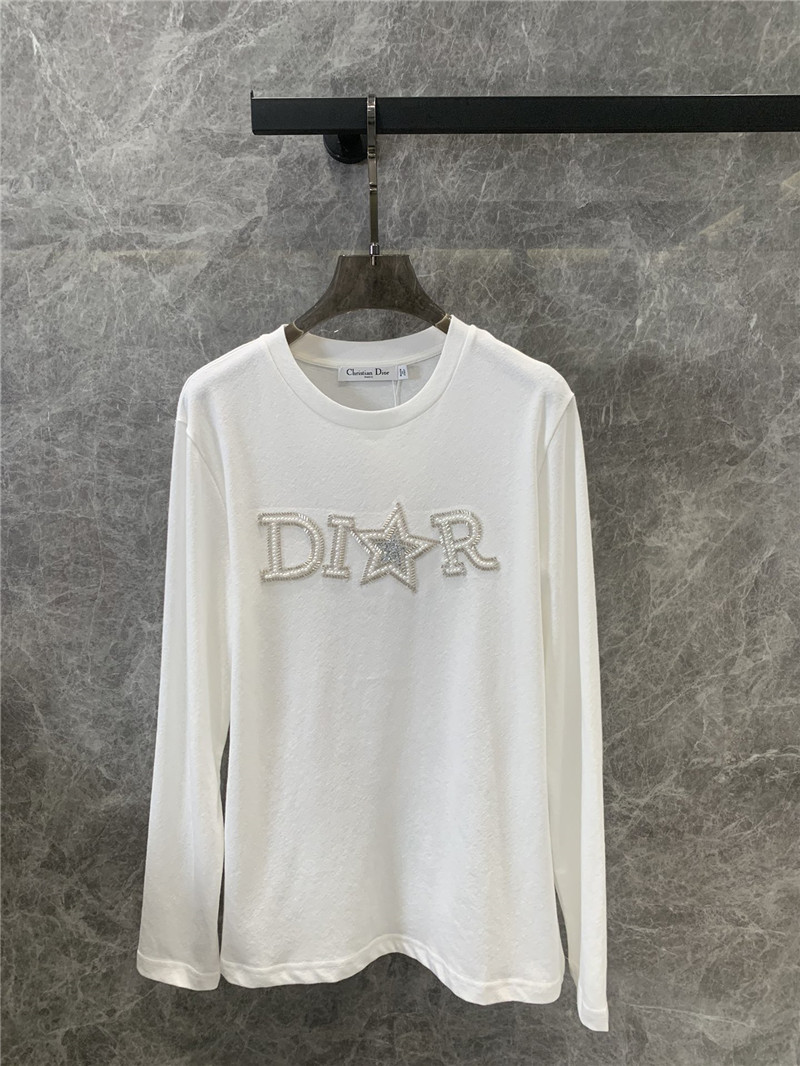 D10r letter beaded long-sleeved t-shirt replica clothes