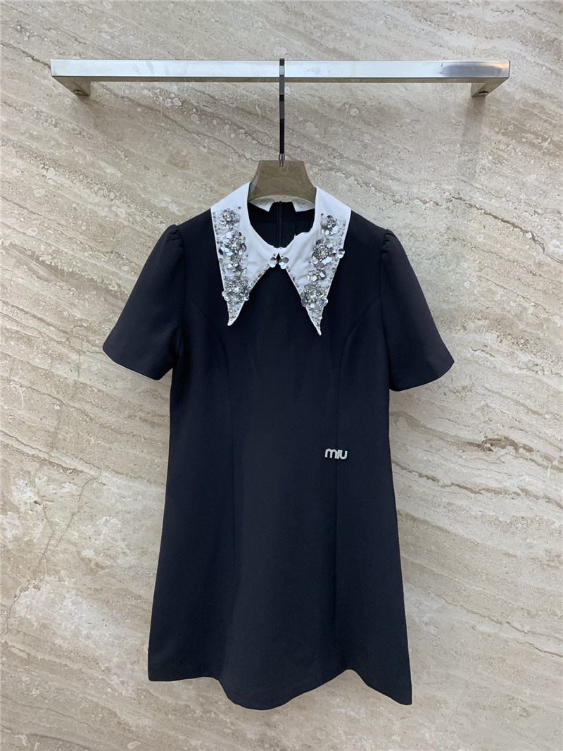 M1um1u lapel short-sleeved dress replica d&g clothing