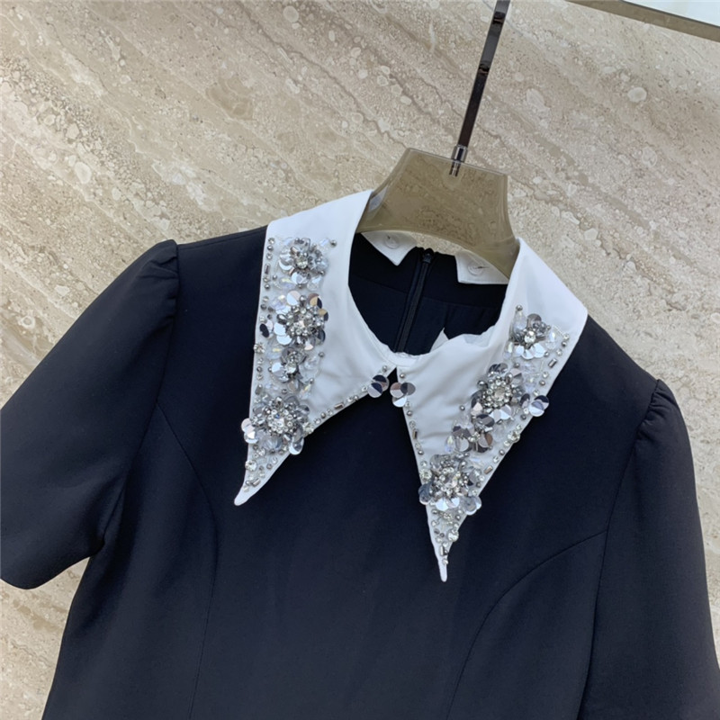 M1um1u lapel short-sleeved dress replica d&g clothing