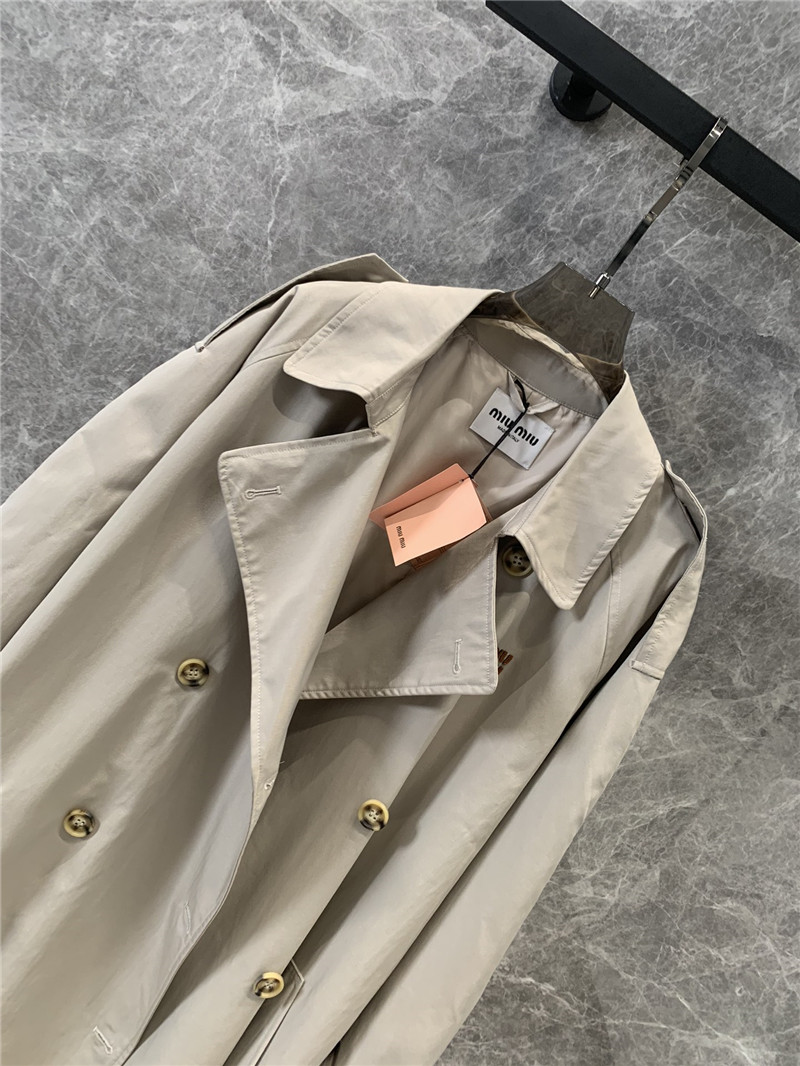 M1um1u double-breasted long trench coat replica d&g clothing