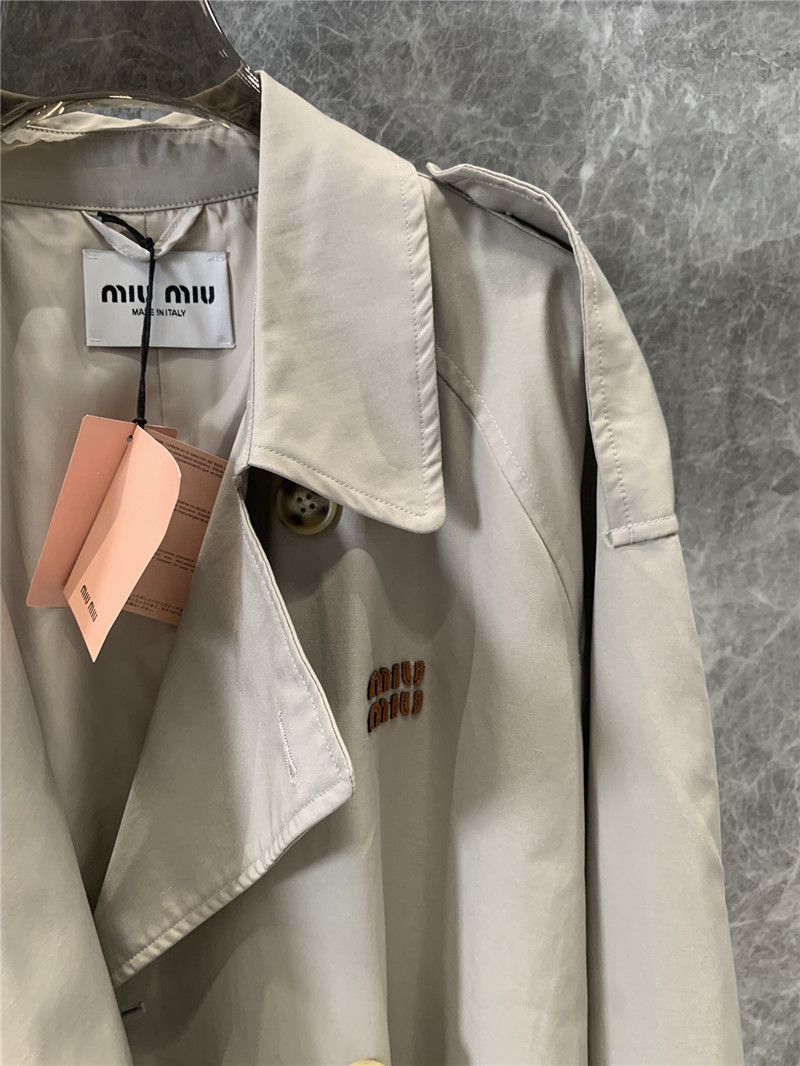 M1um1u double-breasted long trench coat replica d&g clothing