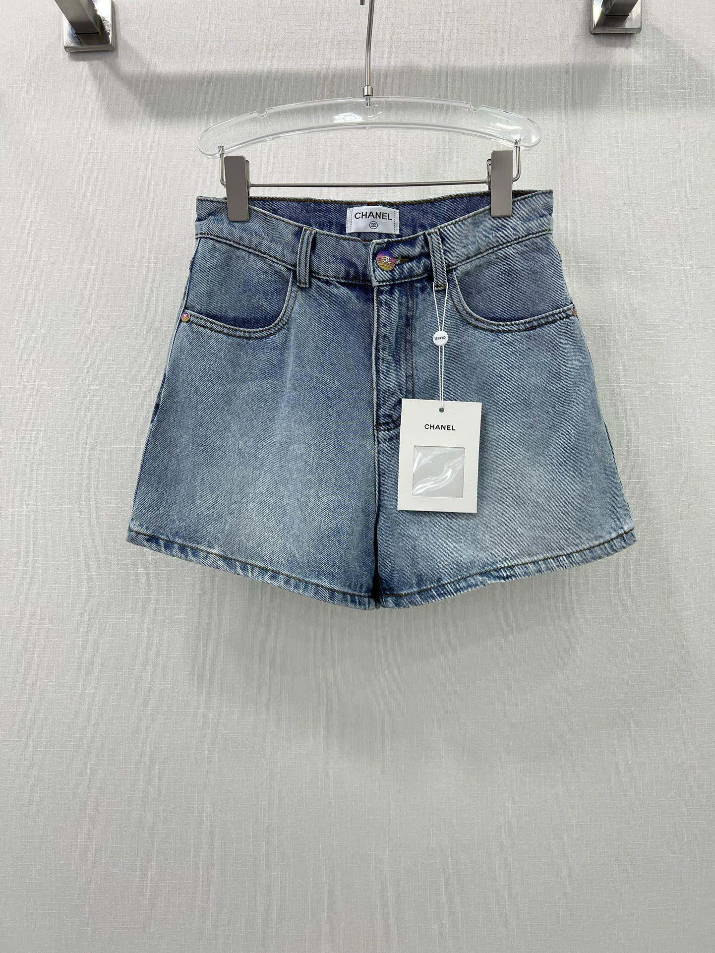 Ch**el high waist denim shorts replicas clothes