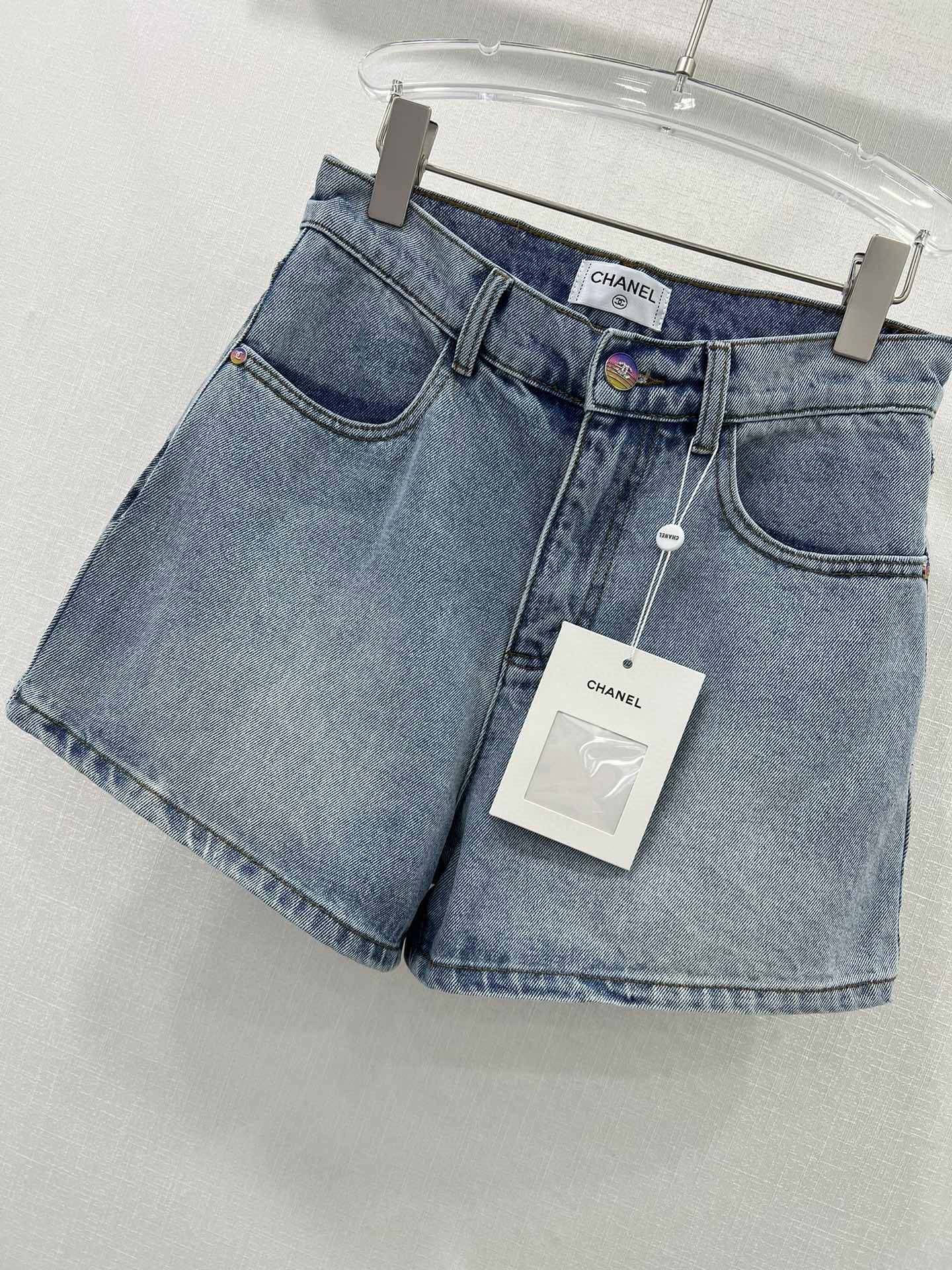 Ch**el high waist denim shorts replicas clothes