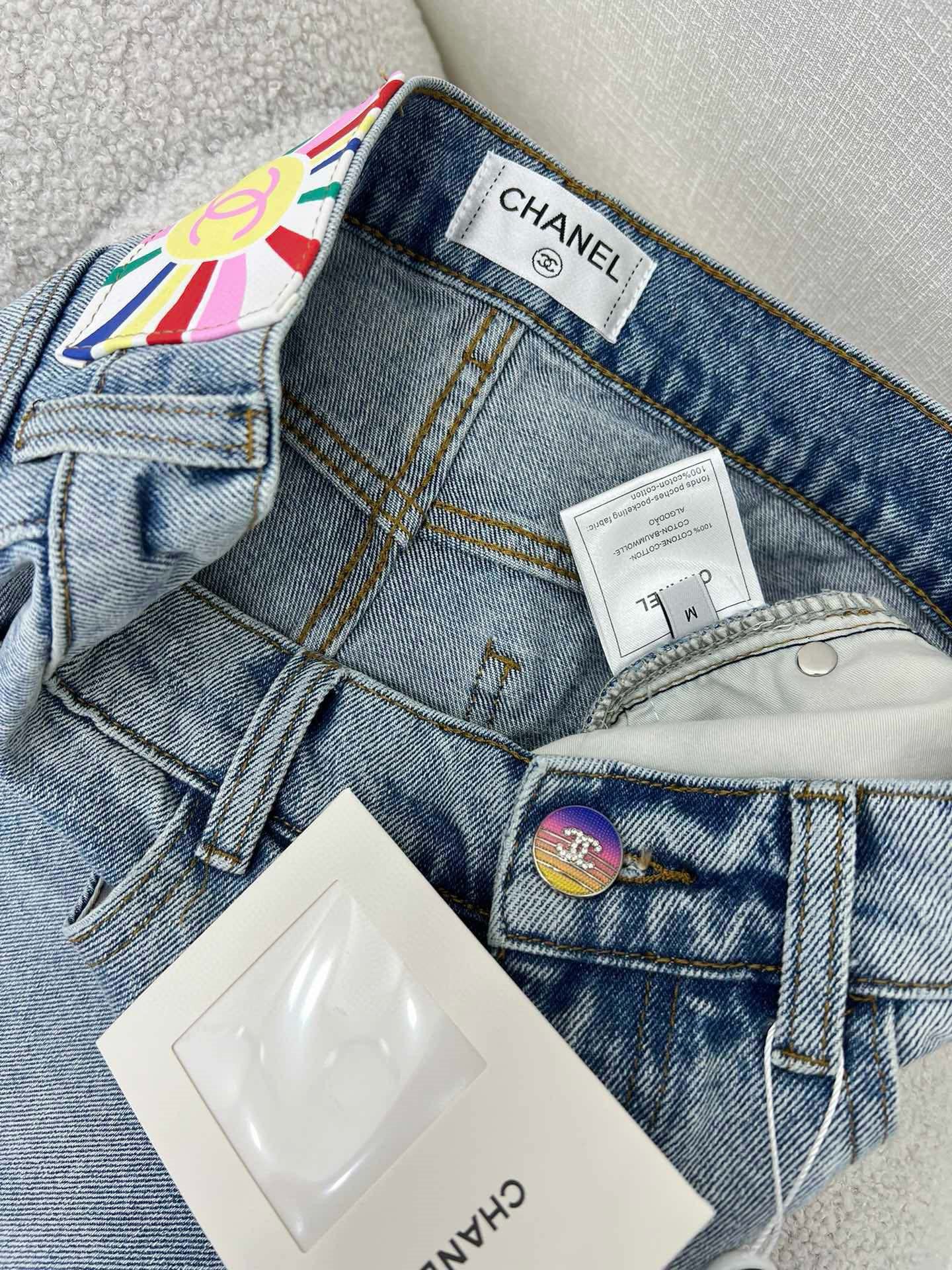 Ch**el high waist denim shorts replicas clothes