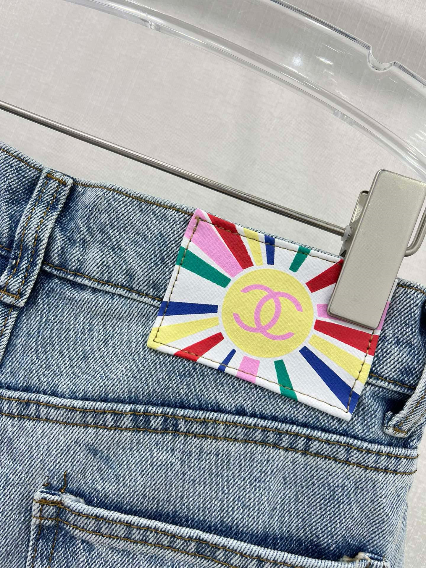 Ch**el high waist denim shorts replicas clothes