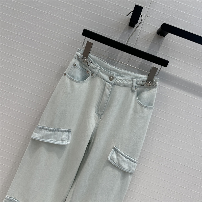 Versace workwear style denim straight pants replicas clothes