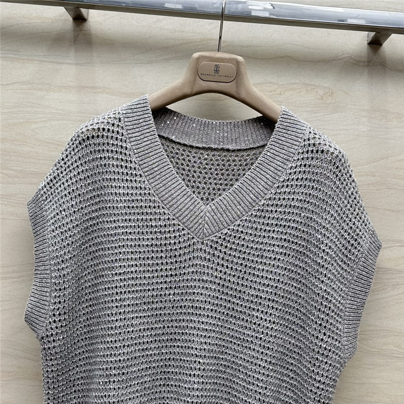 BC sparkling sequined linen knit top replica clothes