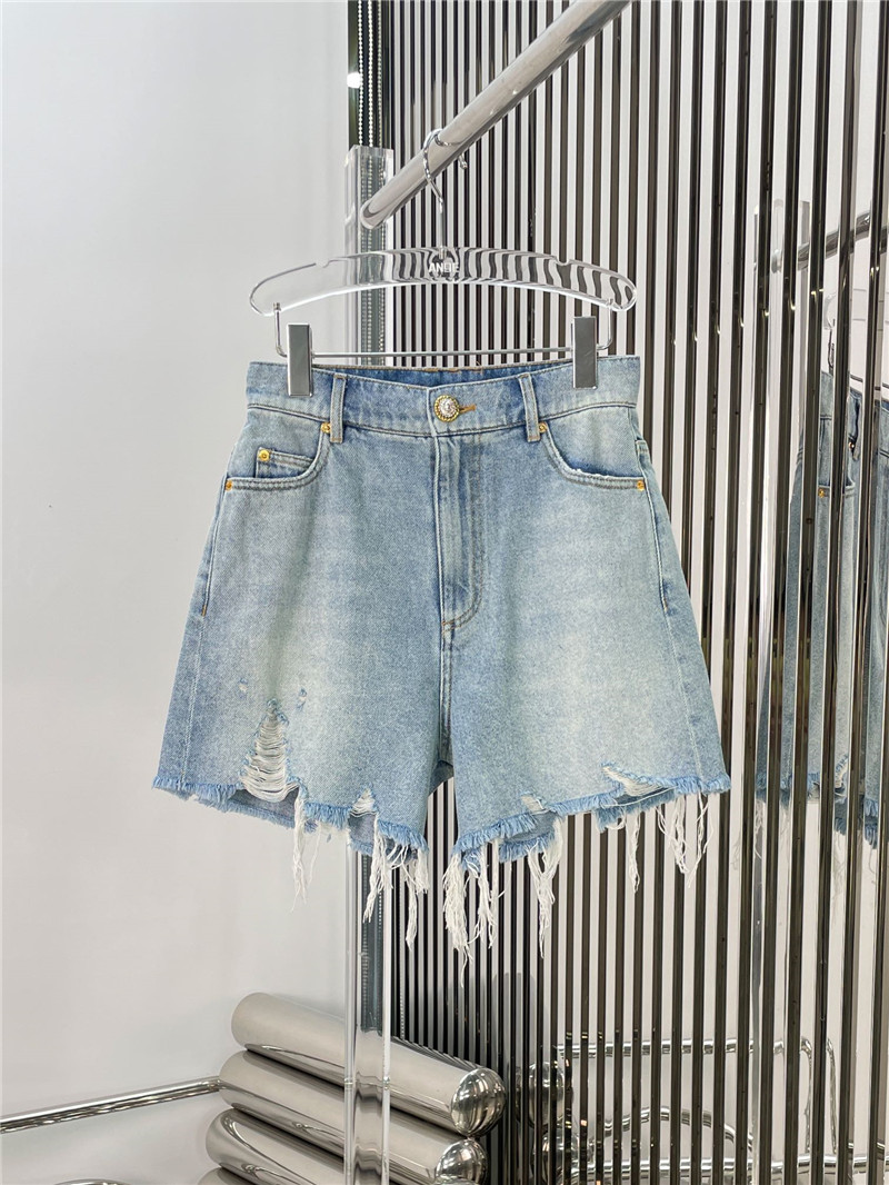 Balmain distressed washed fur denim short replica d&g clothing