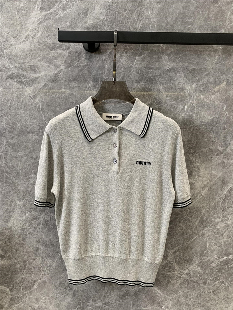 M1um1u high-end lapel knitted top replica clothing