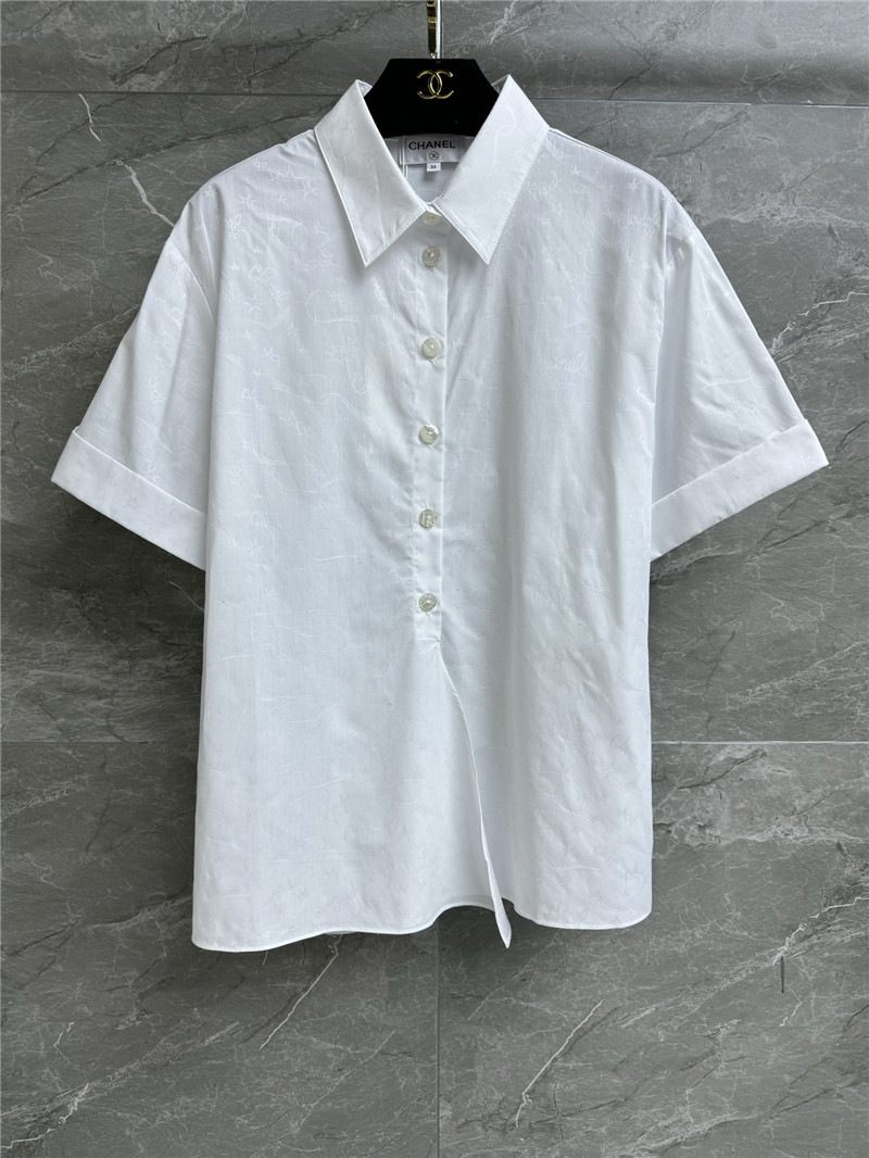 Ch**el dark pattern short sleeve shirt replicas clothes