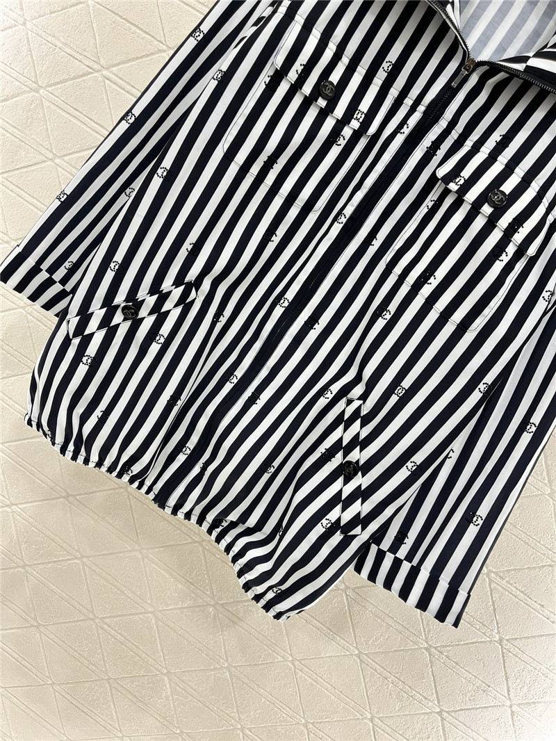 ch**el hot D1am0nd double c striped hooded jacket replicas clothes