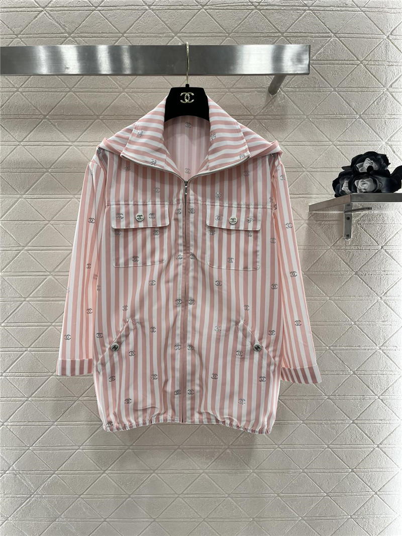 ch**el hot D1am0nd double c striped hooded jacket replicas clothes