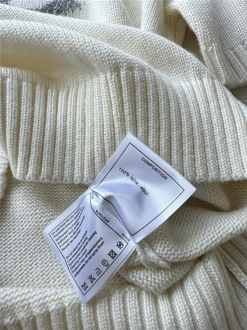 Ch**el logo jacquard knit t-shirt white