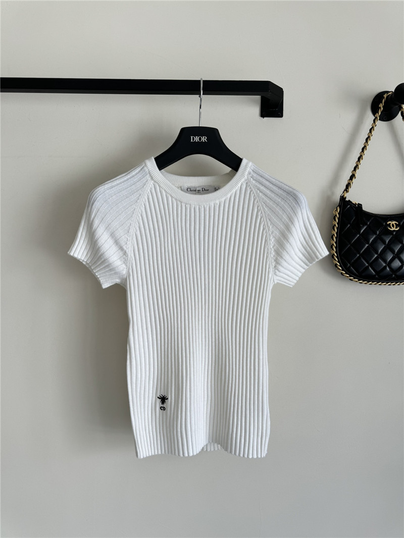 D10r knitted striped short-sleeved top replica designer clothes