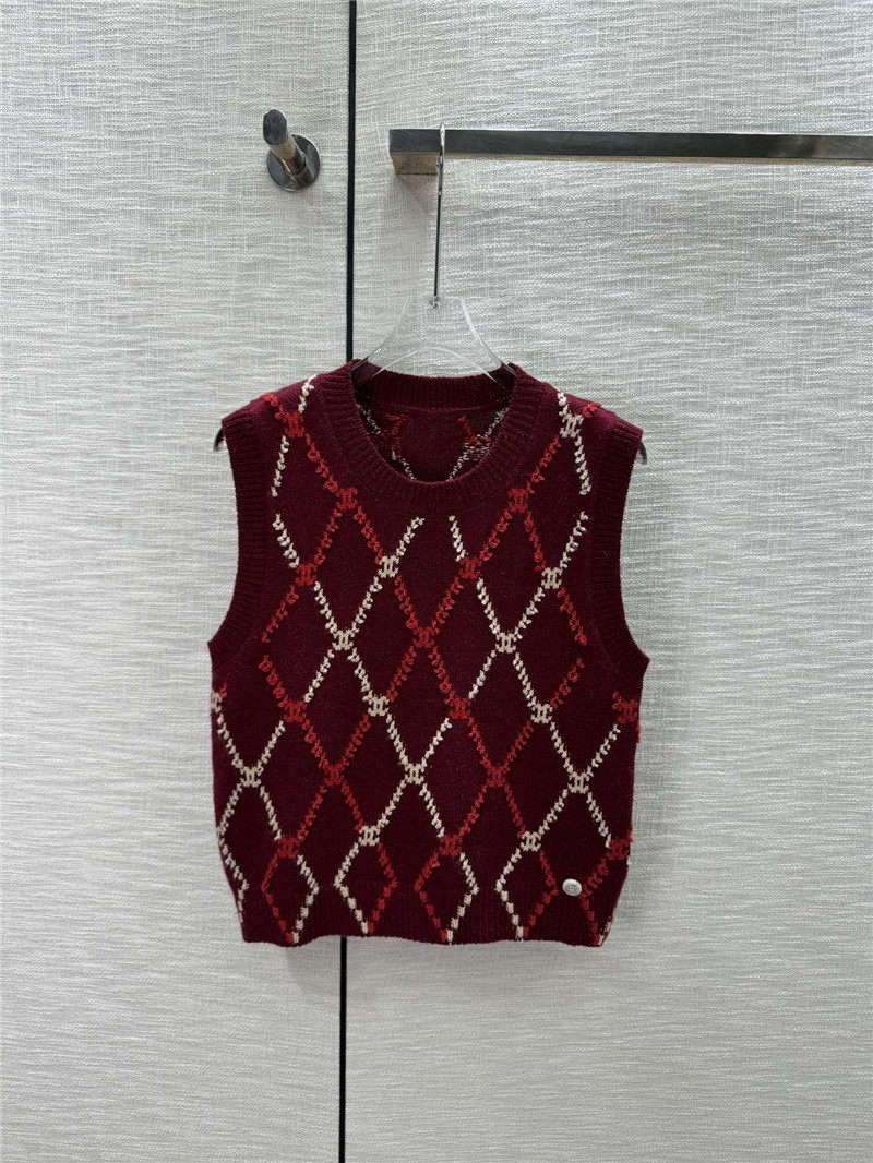 ch**el D1am0nd jacquard knit vest red