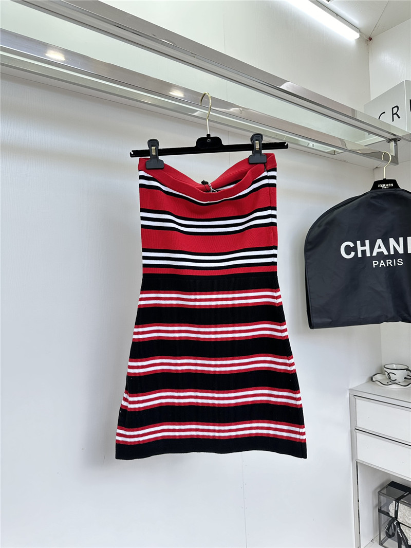 Ch**el striped contrast knitted tube top dress replica d&g clothing