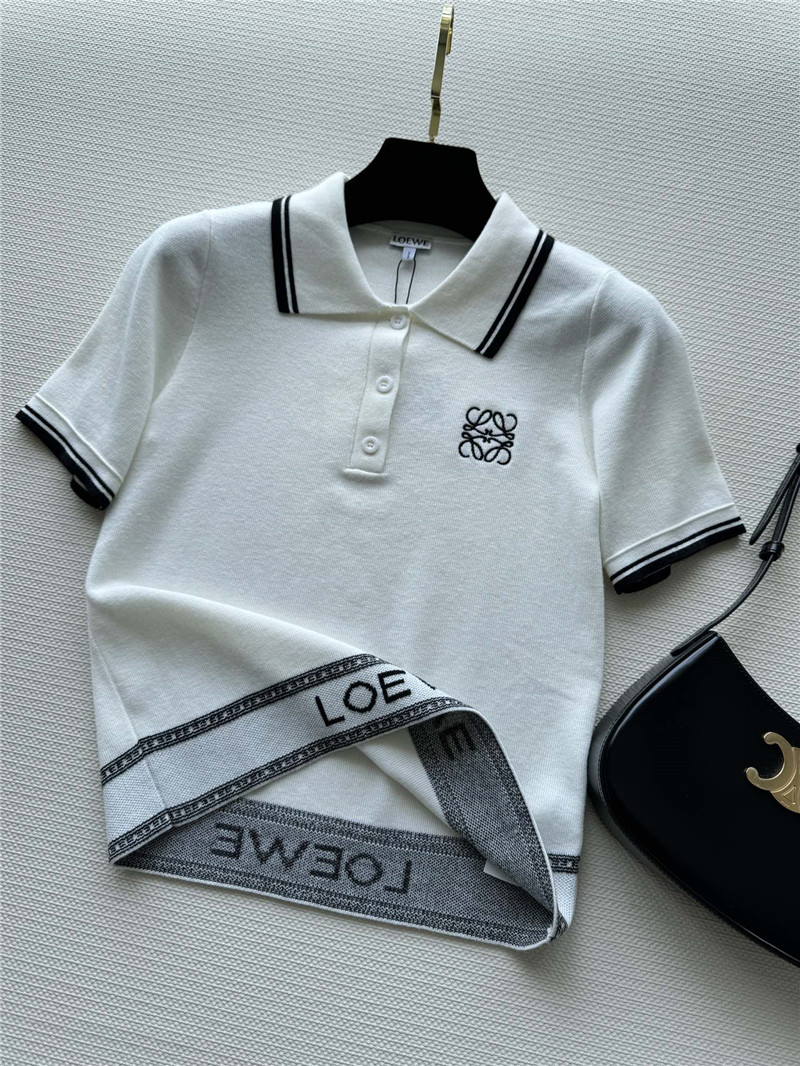 L0ew* knitted lapel short-sleeved top replica d&g clothing