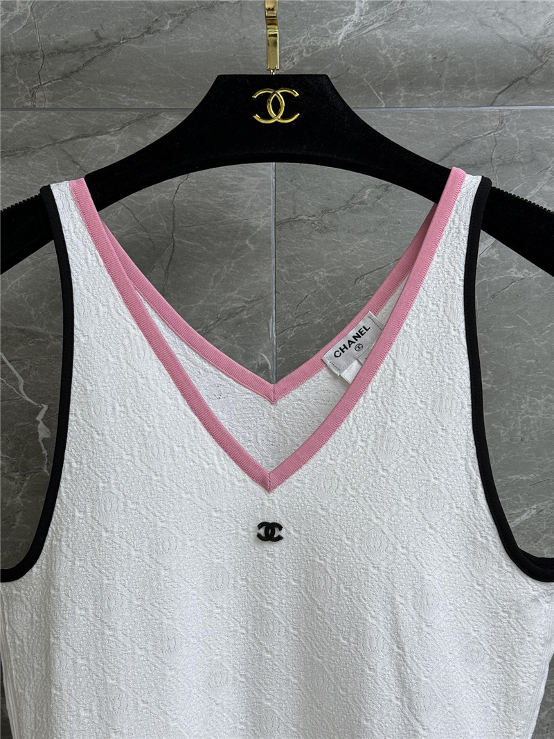 Ch**el v-neck colorblock vest dress cheap replica designer clothes
