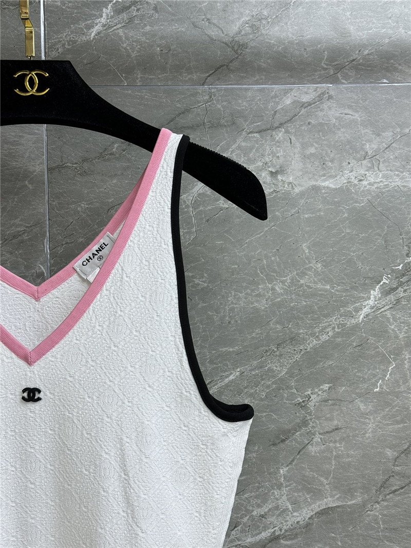 Ch**el v-neck colorblock vest dress cheap replica designer clothes