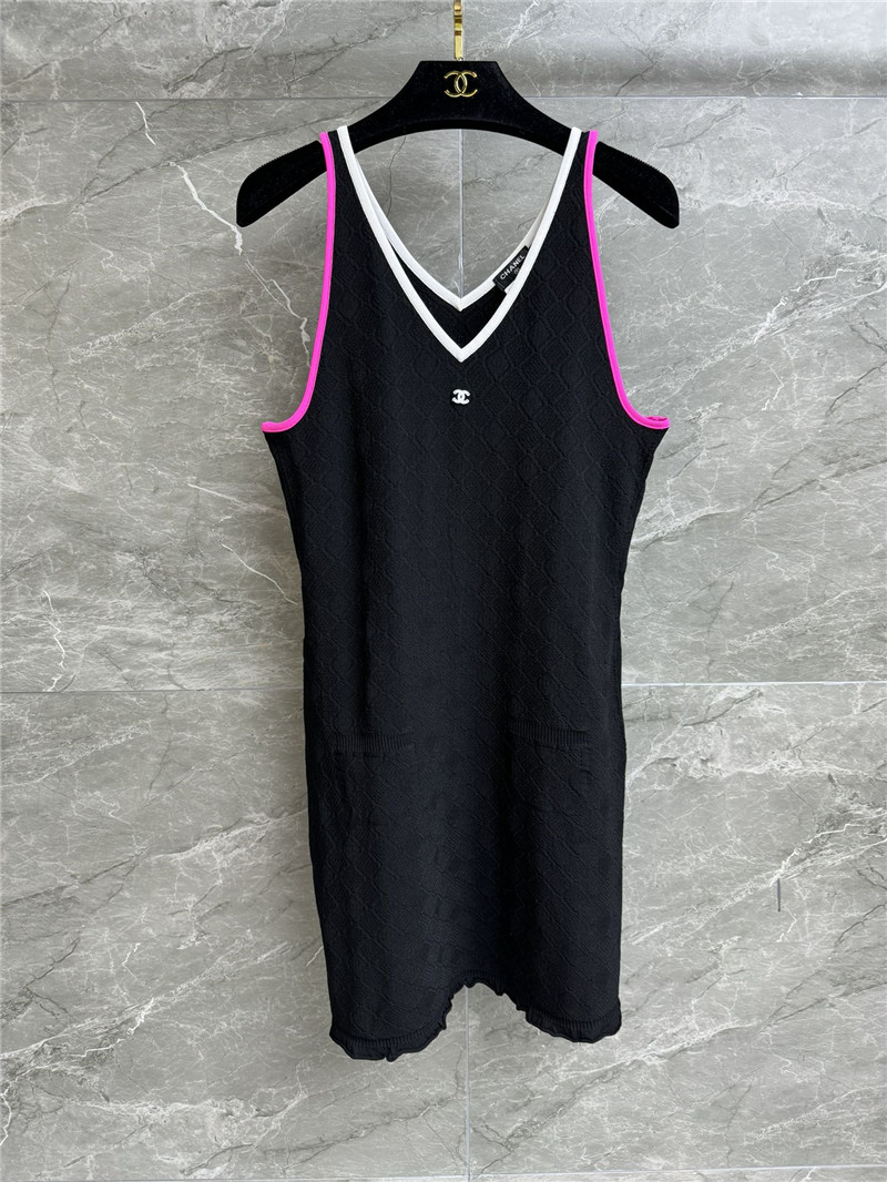 Ch**el v-neck colorblock vest dress cheap replica designer clothes