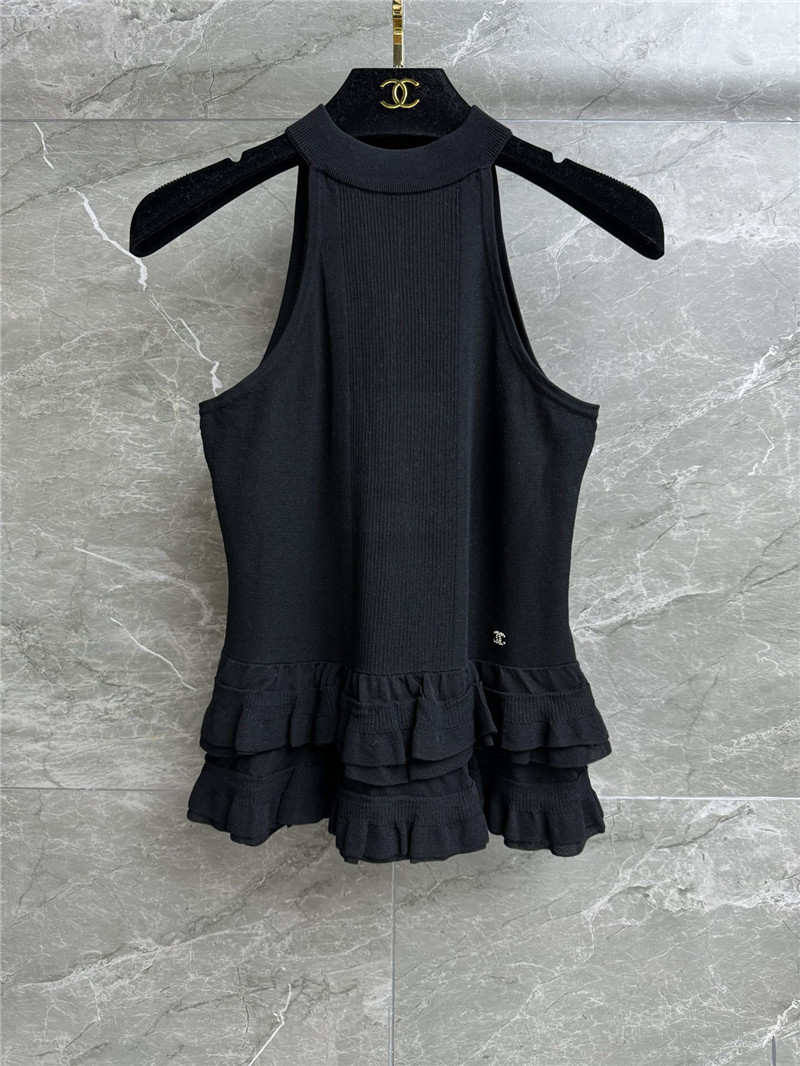 Ch**el ruffled knitted vest replica d&g clothing