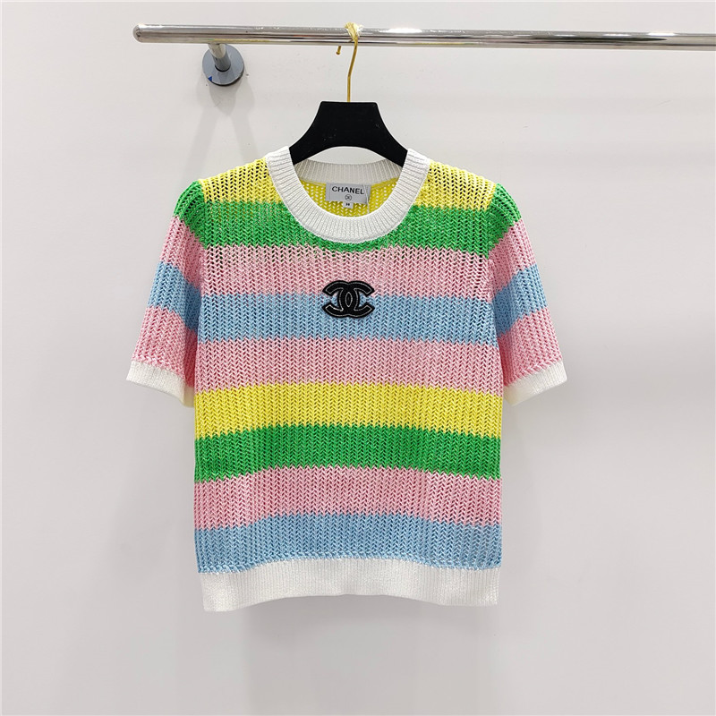 Ch**el round neck knitted short sleeves replica clothes
