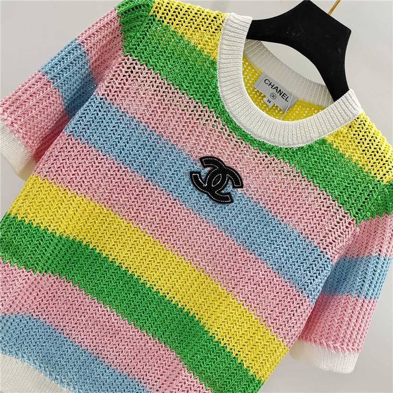 Ch**el round neck knitted short sleeves replica clothes