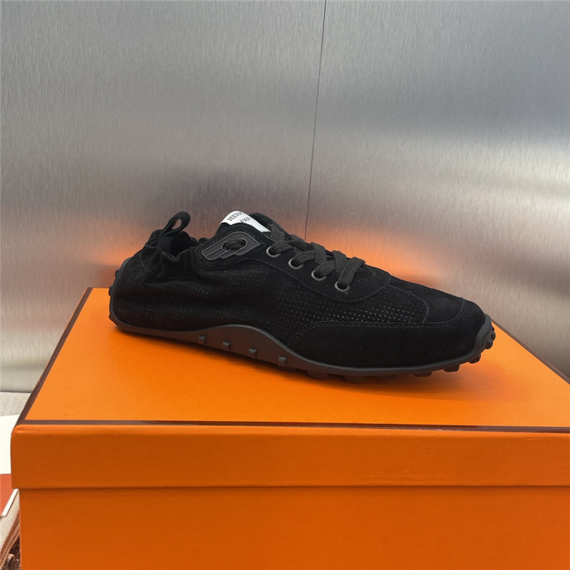 H**me5 black flat round toe lace-up sneakers