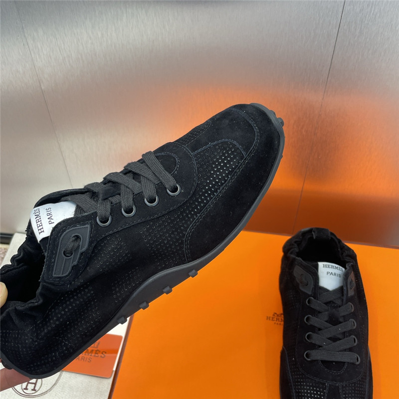 H**me5 black flat round toe lace-up sneakers