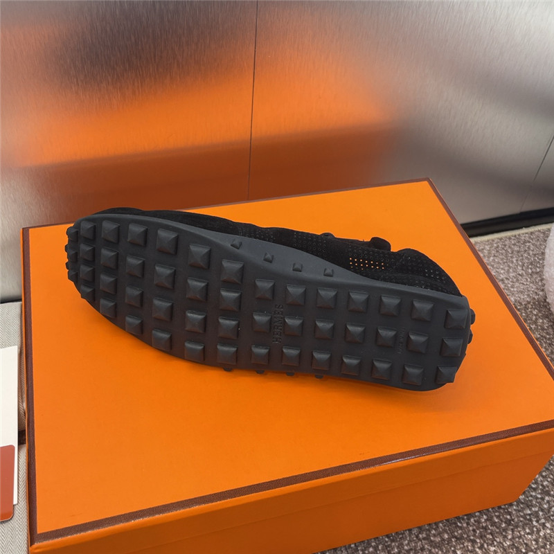 H**me5 black flat round toe lace-up sneakers