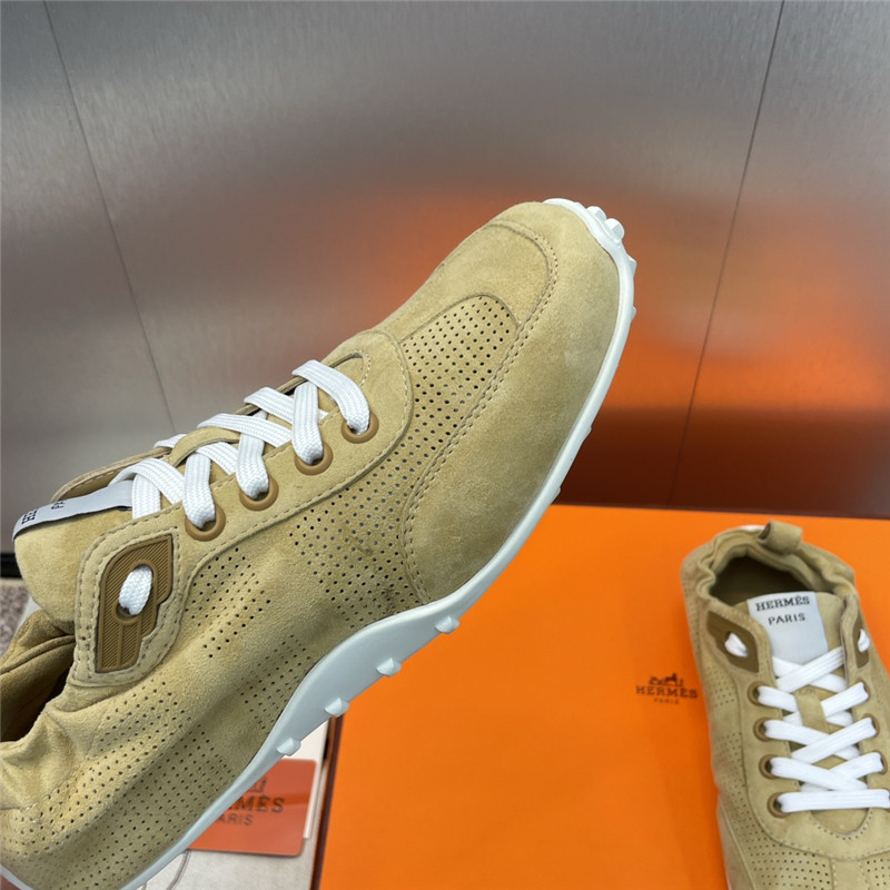 H**me5 beige flat round toe lace-up sneakers