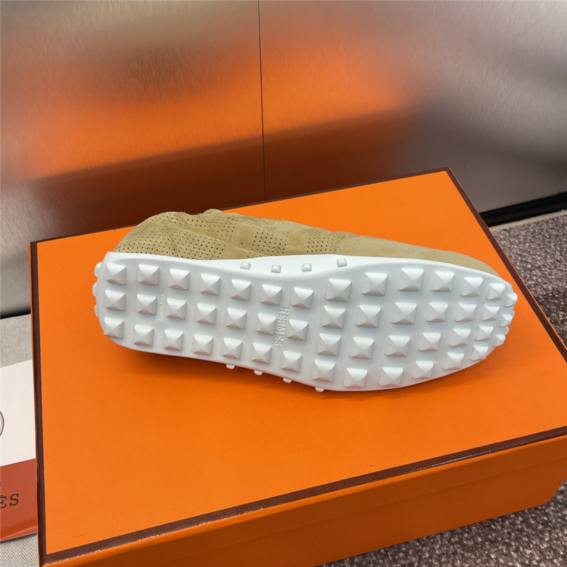 H**me5 beige flat round toe lace-up sneakers