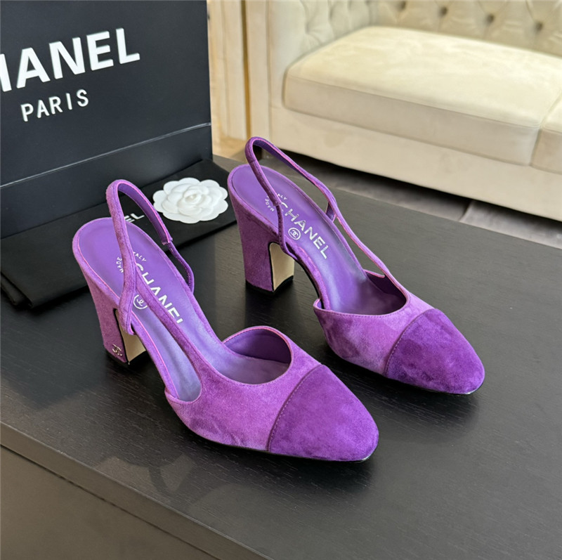 Ch**el slingback sandals in suede purple
