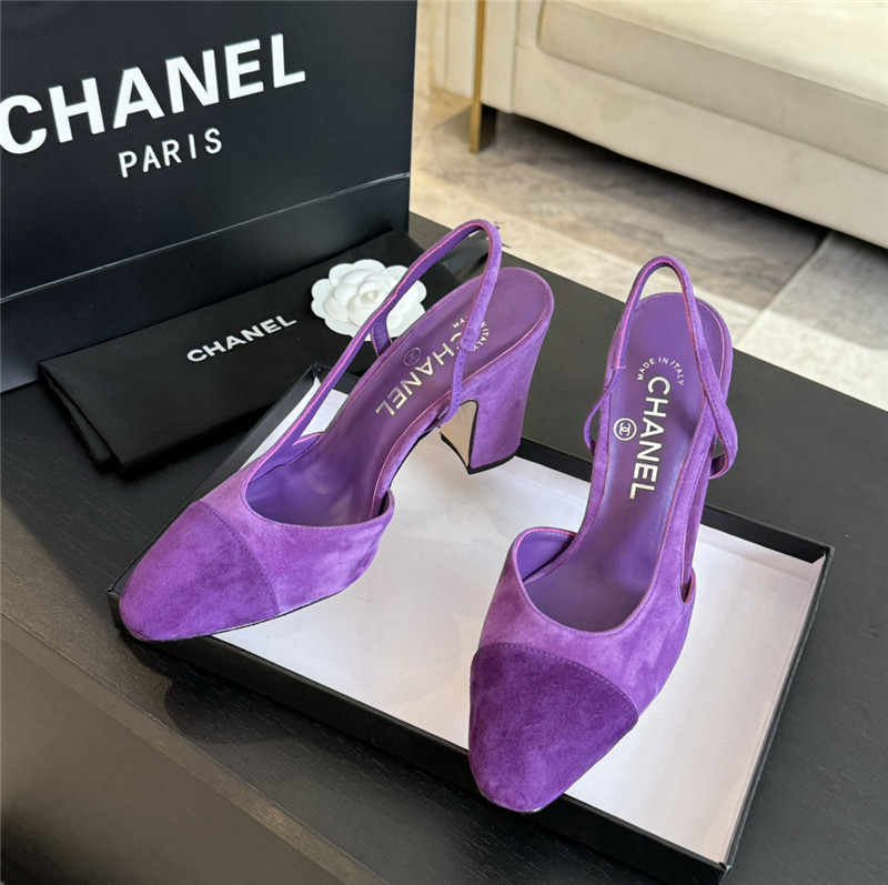 Ch**el slingback sandals in suede purple