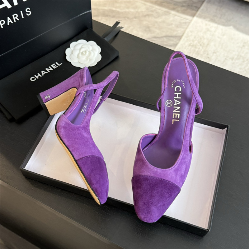 Ch**el slingback sandals in suede purple
