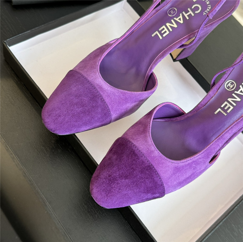 Ch**el slingback sandals in suede purple