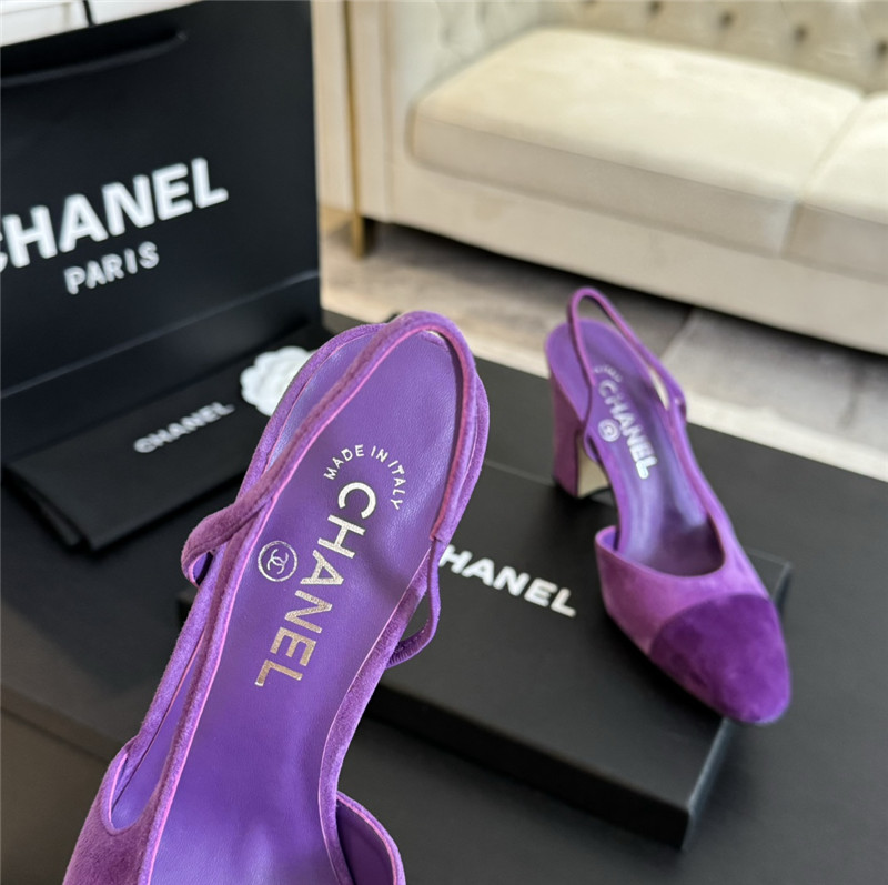 Ch**el slingback sandals in suede purple