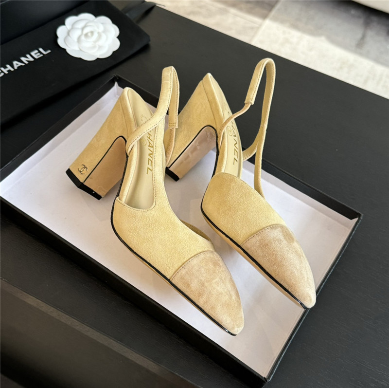 Ch**el slingback sandals in suede beige