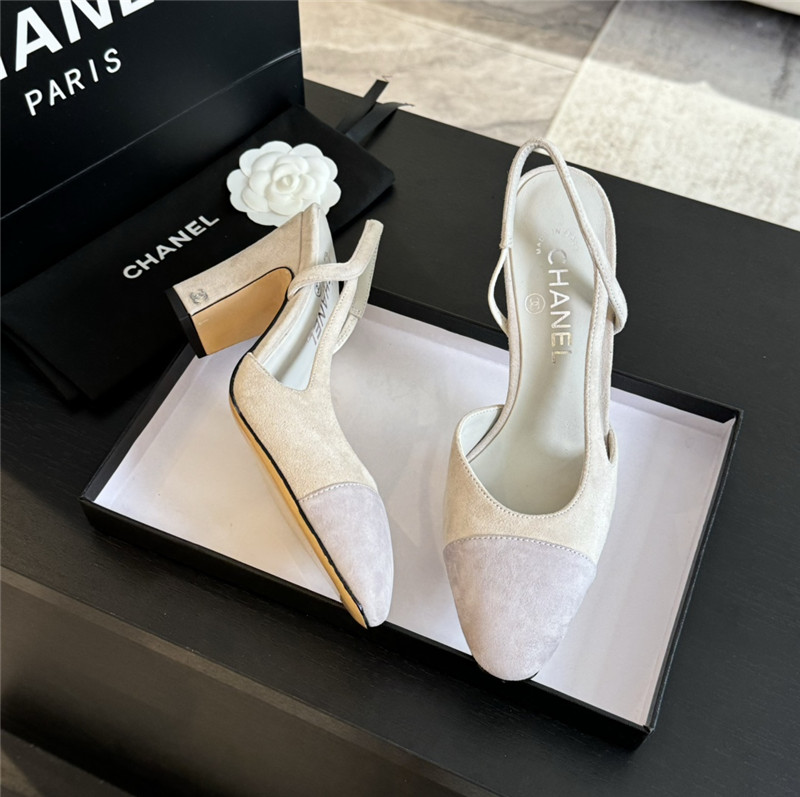 Ch**el slingback sandals in suede off white