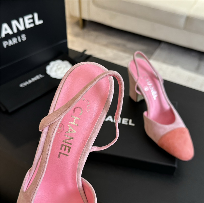 Ch**el pink suede slingback sandals