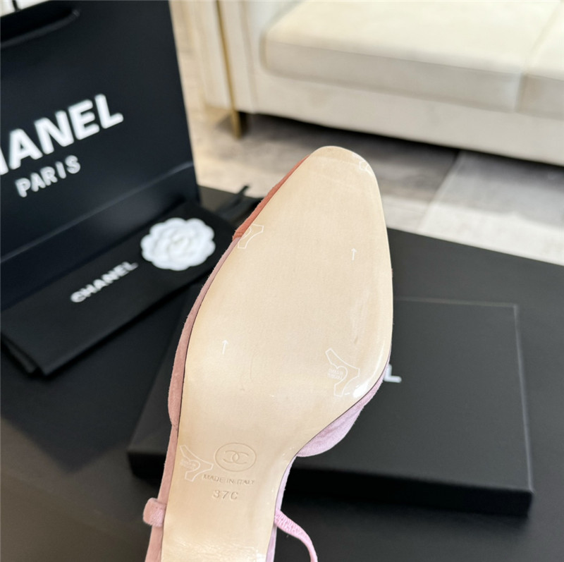 Ch**el pink suede slingback sandals