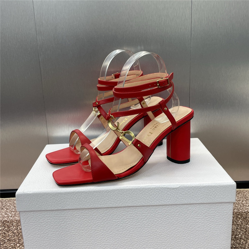 c’est D10r heeled sandal red calfskin