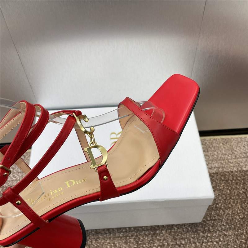 c’est D10r heeled sandal red calfskin