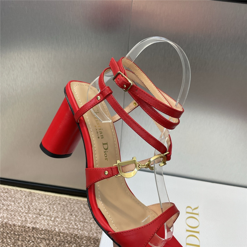 c’est D10r heeled sandal red calfskin