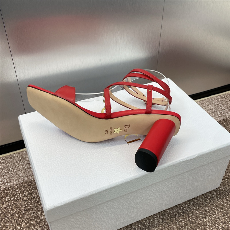 c’est D10r heeled sandal red calfskin