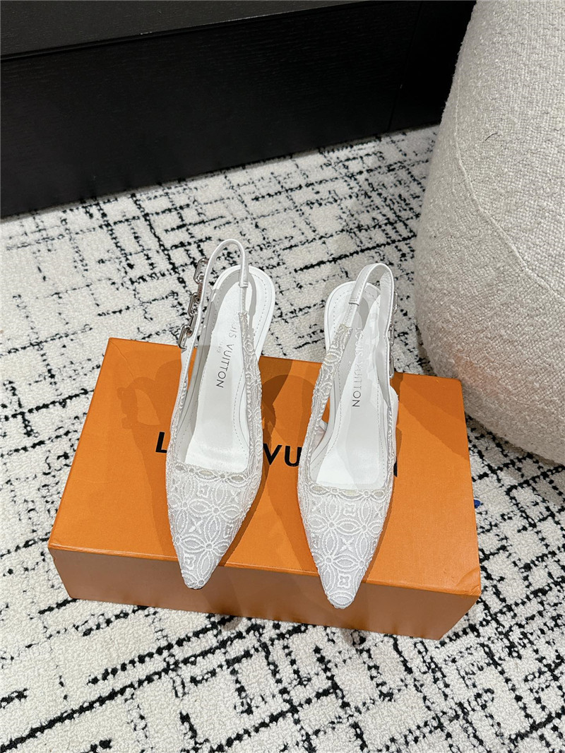 l0vis Vvtt0n sparkle slingback pump 65mm white lace