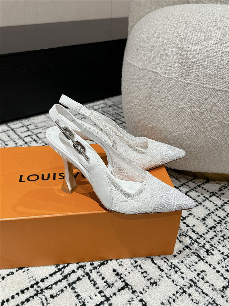 l0vis Vvtt0n sparkle slingback pump 65mm white lace