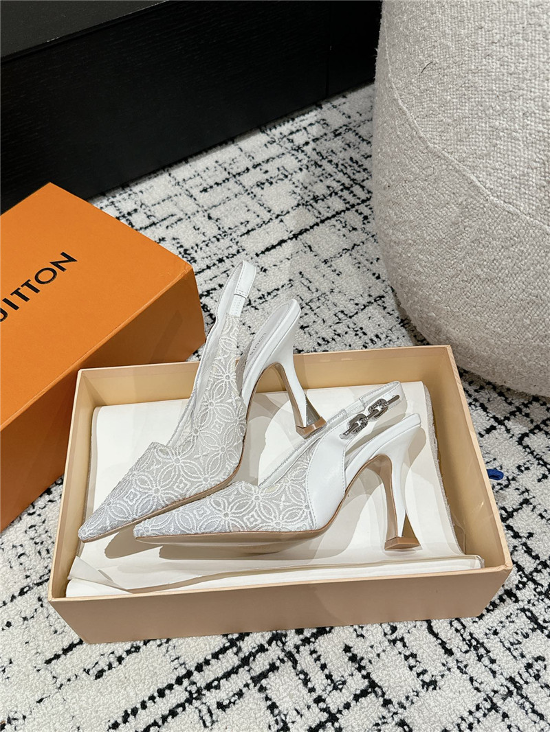 l0vis Vvtt0n sparkle slingback pump 65mm white lace